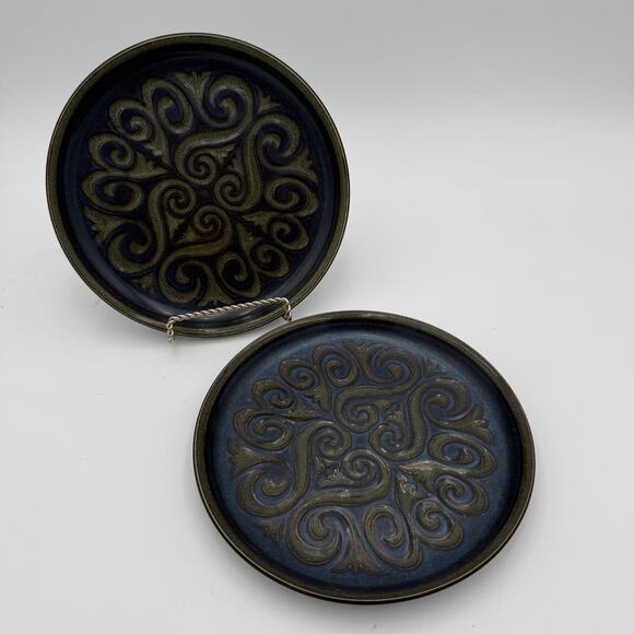 Vintage Denby-Langley Salad Plates in Bukara Stoneware Set of 2 - Picture 3 of 6
